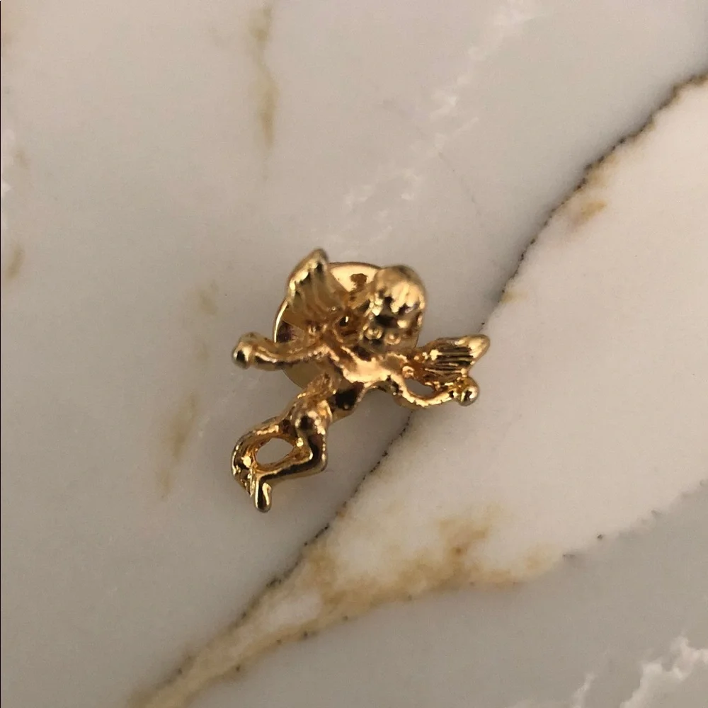 Gold Cherub Lapel Pin for Kids Accessories